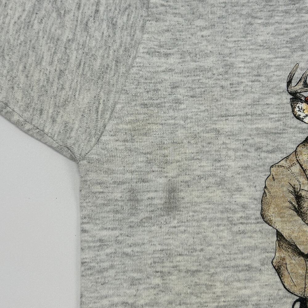 Vintage 90s Deer Hunter Funny T Shirt Hunting Cabin Made In USA Gray M Medium - Picture 5 of 10
